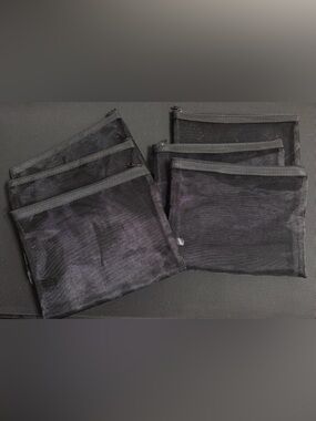 Black Mesh Cosmetic Bags Zip Makeup / Travel Toiletry Kit Storage - lot of 6